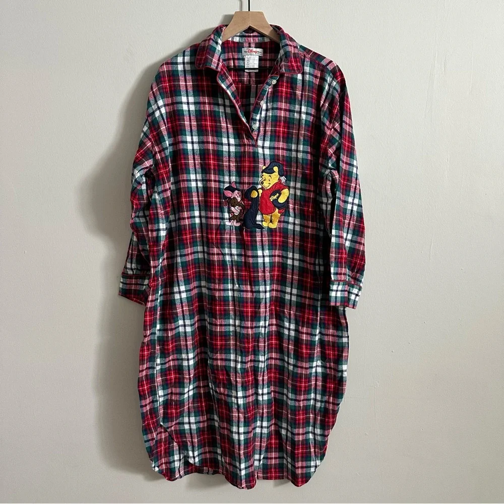 Disney Red Green Plaid Winnie the Pooh Nightshirt - Picture 1 of 10